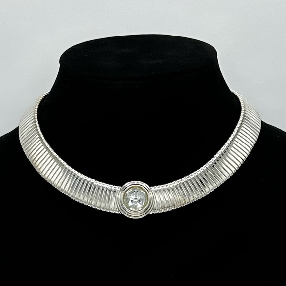 Vintage Cobra Silver Choker Necklace with crystal pendant - Picture 4 of 5